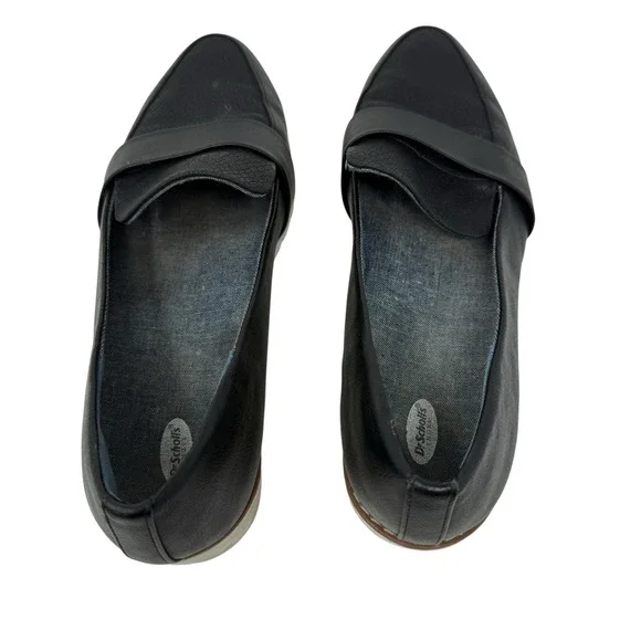 Dr Scholls Imagine Black Faux‎ Leather  Loafer Comfort Shoe Women 7.5 M Slip On - Picture 7 of 9